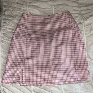 Brandy Melville Pink Plaid Mini Skirt